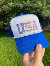 Load image into Gallery viewer, USA Rhinestone Hat
